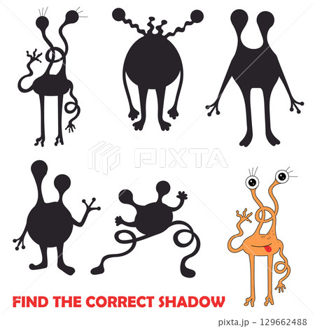 Find the correct shadow of monster. Cute game for children. 129662488
