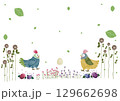 コケコッコー！のどかな庭のニワトリたち」 129662698