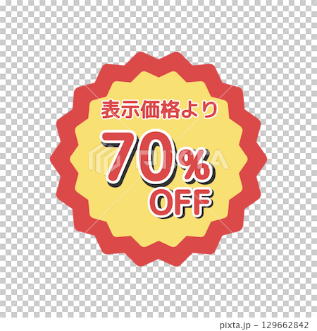 70%offシール　イラスト 129662842