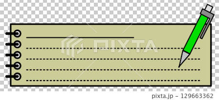 Illustration of stationery for writing notes in a diary or notebook with a pen or mechanical pencil 129663362
