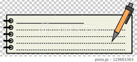 Illustration of stationery for writing notes in a diary or notebook with a pen or mechanical pencil Illustration of stationery for writing notes in a diary or notebook with a pen or mechanical pencil 129663363