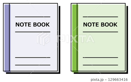 学校の勉強やメモに使用するノートの文房具イラスト 129663416