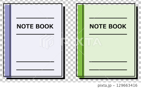 学校の勉強やメモに使用するノートの文房具イラスト 129663416
