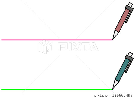 鉛筆やペンで重要箇所に横線の罫線を書くイラスト 鉛筆やペンで重要箇所に横線の罫線を書くイラスト 129663495