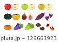 秋の味覚 イラストセット 129663923