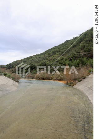 Confluence contrasting rivers. confluence of river unusual nature amazing lands autumn. High quality photo 129664394