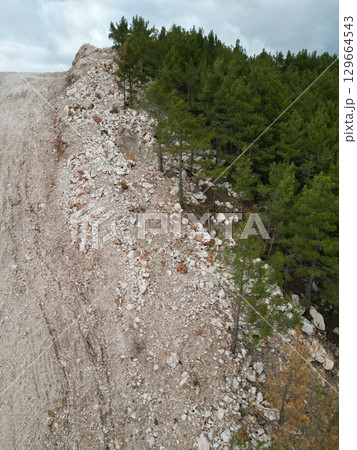 metal pipes lay gas in the mountains. High quality photo 129664543