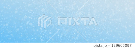 Snow background. Christmas winter texture. Soft falling snowflakes on blue gradient with glowing bokeh. Snowfall sky for holiday, seasonal and festive design. Vector Illustration 129665097