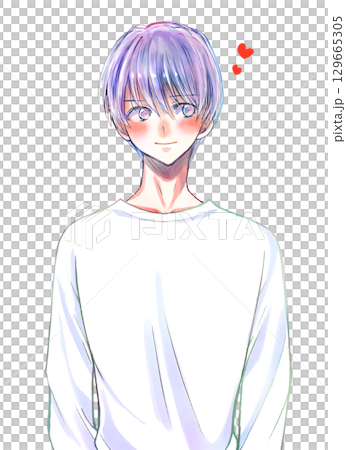 Man in love t-shirt, white, long sleeves, smiling, upper body Man in love t-shirt, white, long sleeves, smiling, upper body 129665305