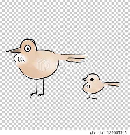 棕色鳥父母和孩子 129665343
