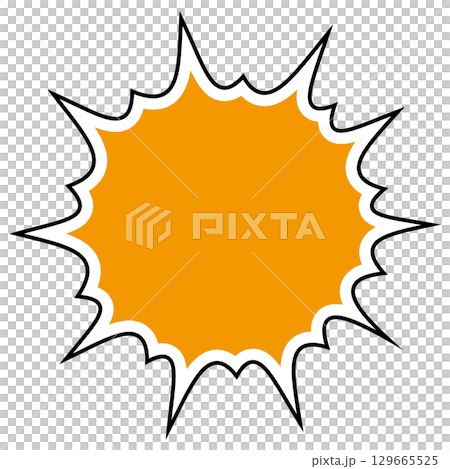 シンプルな吹き出しのイラスト　とげとげ 129665525