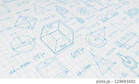 School background in physics and mathematics .Formulas and drawings. Scientific research. illustration. School background in physics and mathematics .Formulas and drawings. Scientific research. illustration. 129665602