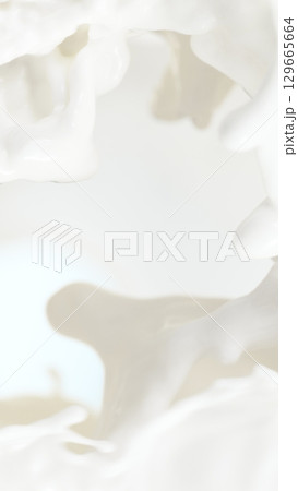 Realistic Shot of a Beauty Cream or Milky Texture. White lotion, Moisturizer, Skin Care Cosmetic Product Smear Background. 129665664