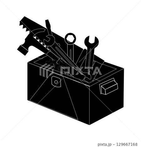 Full tool box silhouette illustration graphic design element Full tool box silhouette illustration graphic design element 129667168