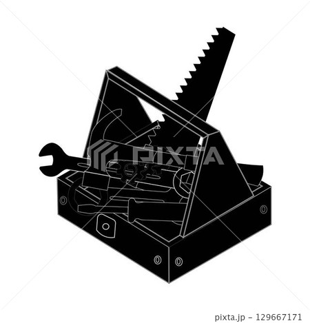 Full tool box silhouette illustration graphic design element Full tool box silhouette illustration graphic design element 129667171