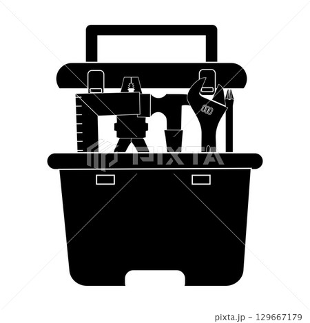 Full tool box silhouette illustration graphic design element 129667179