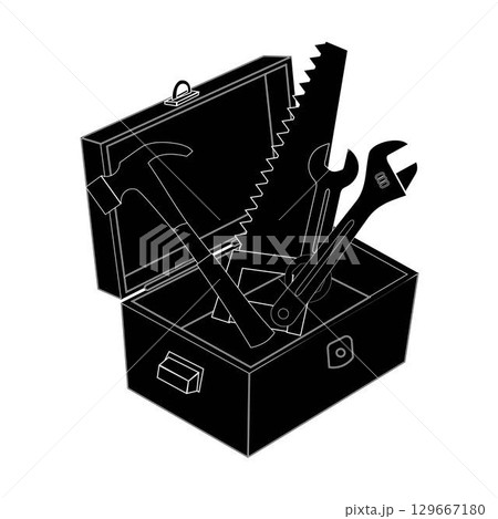 Full tool box silhouette illustration graphic design element Full tool box silhouette illustration graphic design element 129667180