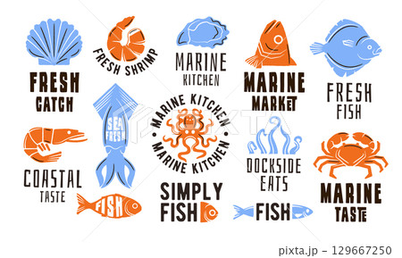 Seafood Logos Collection 129667250