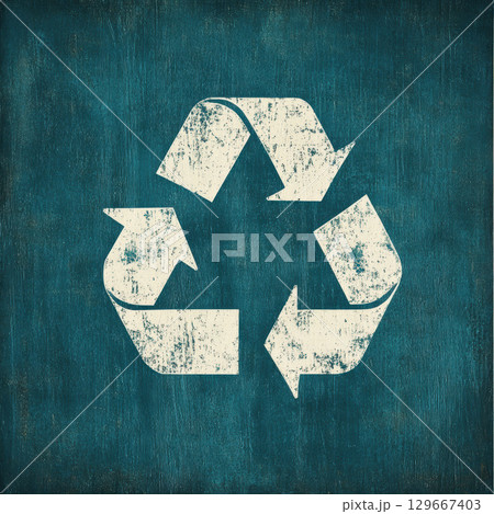 sign symbol recycling distressed blue white 129667403