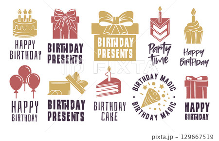Birthday Celebration Icons Set Birthday Celebration Icons Set 129667519