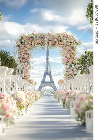 paris portrayal wedding ceremony eiffel tower 129667899