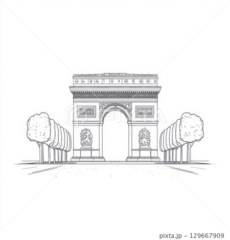 paris line triomphe france detailed drawing 129667909