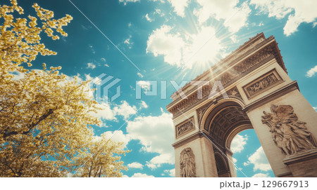 paris photograph triomphe sky clouds lens 129667913
