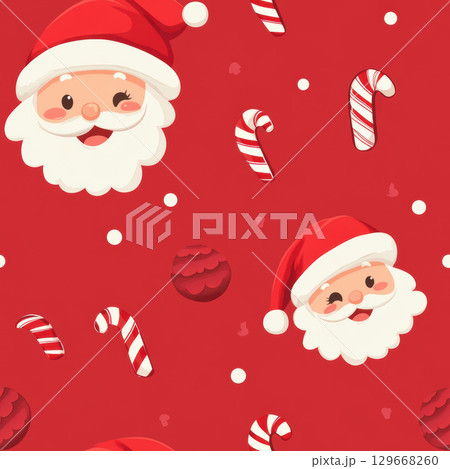 pattern candy canes background santa claus 129668260