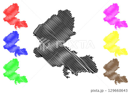 Unterklettgau District (Switzerland, Swiss Confederation, Canton of Schaffhausen or Schaffhouse) map vector illustration, scribble sketch Bezirk Unterklettgau map 129668643