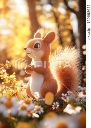 forest hour sunlight trees closeup squirrel forest hour sunlight trees closeup squirrel 129668651