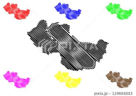 Zurzach District (Switzerland, Swiss Confederation, Canton of Aargau) map vector illustration, scribble sketch Bezirk Zurzach map Zurzach District (Switzerland, Swiss Confederation, Canton of Aargau) map vector illustration, scribble sketch Bezirk Zurzach map 129668883