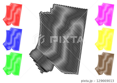 City of Frankston (Commonwealth of Australia, Victoria state, Vic) map vector illustration, scribble sketch Frankston map 129669013