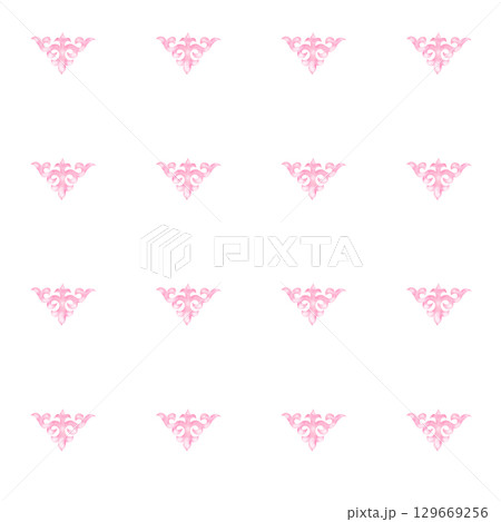 Kazakh pattern seamless watercolor. Ornament with with patterns. Hand drawn illustration on white background of Asian elements. For printing on fabrics and packaging paper for Nauryz 129669256