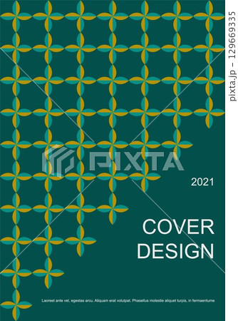Vintage retro design vector cover. A4 vertical orientation front page mockup. Trendy colorful geometric composition for book cover poster flyer magazine report presentation brochure catalog. 129669335
