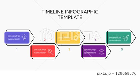 Flat colorful vector infographic with 5 options. Minimalist infographics business concept for presentation, report, workflow, strategy, start-up. Business data visualization. Flat colorful vector infographic with 5 options. Minimalist infographics business concept for presentation, report, workflow, strategy, start-up. Business data visualization. 129669376