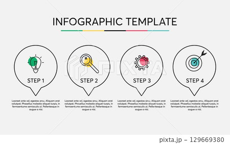 Vector infographic from 4 rounded shapes with icons and text. Simple infographics design template. Can be used as information banner, presentation, process. Vector infographic from 4 rounded shapes with icons and text. Simple infographics design template. Can be used as information banner, presentation, process. 129669380