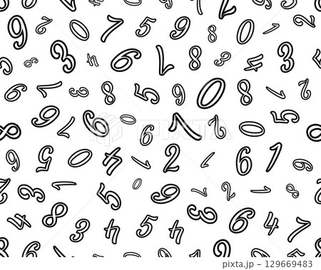 Numbers on white background, seamless pattern Numbers on white background, seamless pattern 129669483