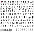 Big collection of people silhouettes on a white background 129669488