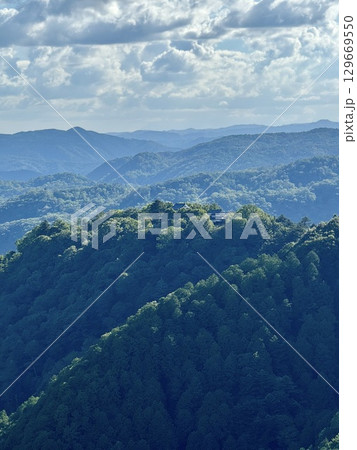 備中松山城 展望台風景 備中松山城 展望台風景 129669550
