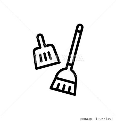 Broom and dustpan_icon Broom and dustpan_icon 129671391