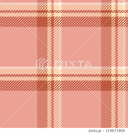 Handsome textile seamless vector, tile fabric texture background. Infinity tartan pattern plaid check in red and peach puff colors. 129671908