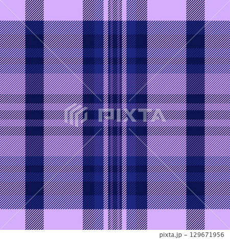 Classic plaid pattern in shades of purple and blue. Versatile for backgrounds, textiles, fashion, or design projects. Timeless style, conveys tradition and elegance. 129671956