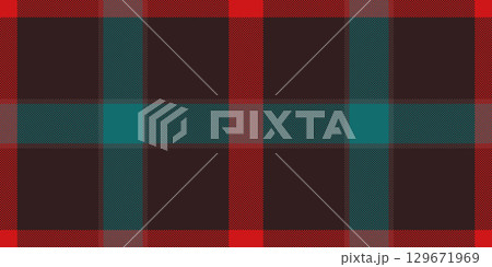 Christmas card tartan plaid fabric, windowpane check texture vector. Refresh seamless pattern textile background in dark and red colors. 129671969