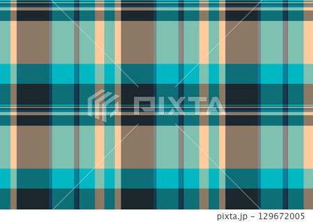 Surface texture background textile, platform fabric tartan pattern. Periodic seamless plaid vector check in cyan and teal colors. Surface texture background textile, platform fabric tartan pattern. Periodic seamless plaid vector check in cyan and teal colors. 129672005