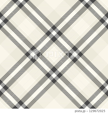Classic plaid pattern. Neutral tones create a versatile backdrop for design. Use for textiles, backgrounds, or stylish textures. Elegant  timeless appeal. 129672025