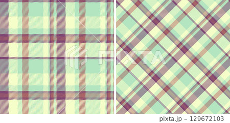 Trendy tartan plaid pattern, seamless vector design. Modern pastel palette. Ideal for backgrounds, apparel, textile design, or web layouts. 129672103