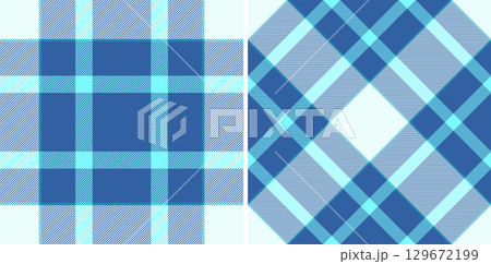 Stylish seamless plaid patterns in blue hues. Versatile for backgrounds, textiles, or designs requiring a classic, cool, and calming aesthetic. Perfect for creative projects. 129672199