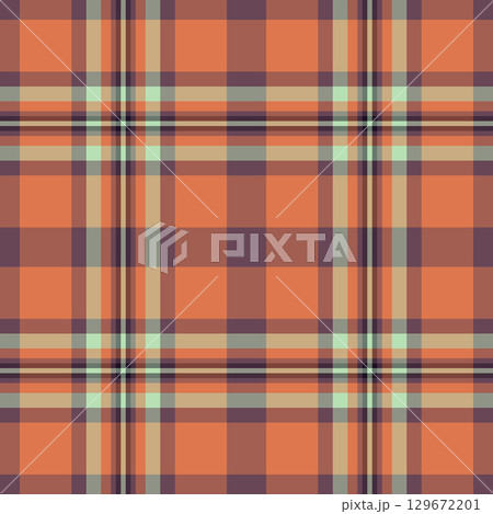 Seamless plaid pattern in warm, earthy tones. Classic tartan design ideal for backgrounds, textiles, fashion, and creative projects requiring a timeless, textured feel. 129672201
