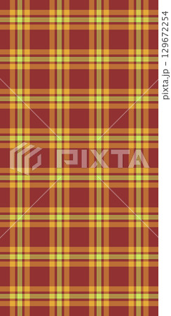 Cute pattern texture textile, volume fabric tartan background. Artwork plaid seamless check vector in yellow and orange colors. 129672254