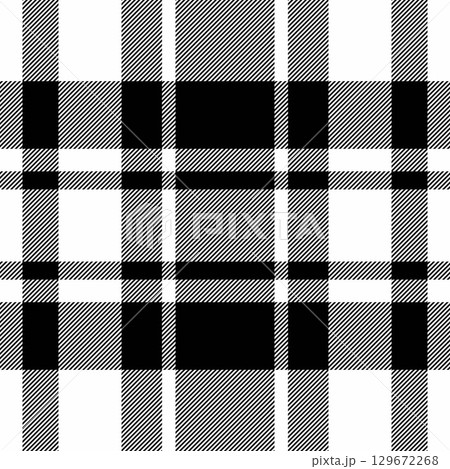 Black and white seamless tartan pattern. Classic checkered design great for textiles, backgrounds, or modern graphic projects. Versatile, bold, and timeless. Black and white seamless tartan pattern. Classic checkered design great for textiles, backgrounds, or modern graphic projects. Versatile, bold, and timeless. 129672268